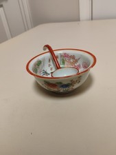 Vtg Japanese Bowl And Ladle/Spoon/"Handmade In Japan"/4.5" Di. Bowl/5" Spoon