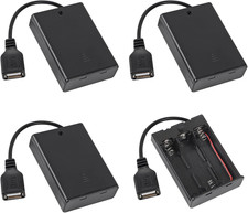 4Pcs 3 AA Battery Holder, USB Female Socket 3 AA Battery Case Box