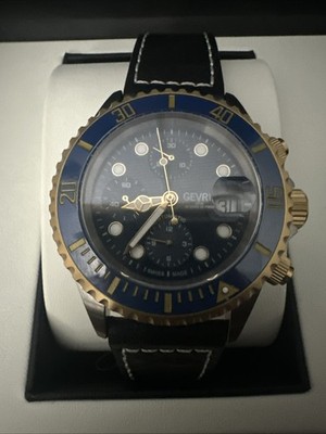 Gevril Men's 4151A Wall Street Chrono Swiss Automatic SW500 Ceramic Bezel Watch