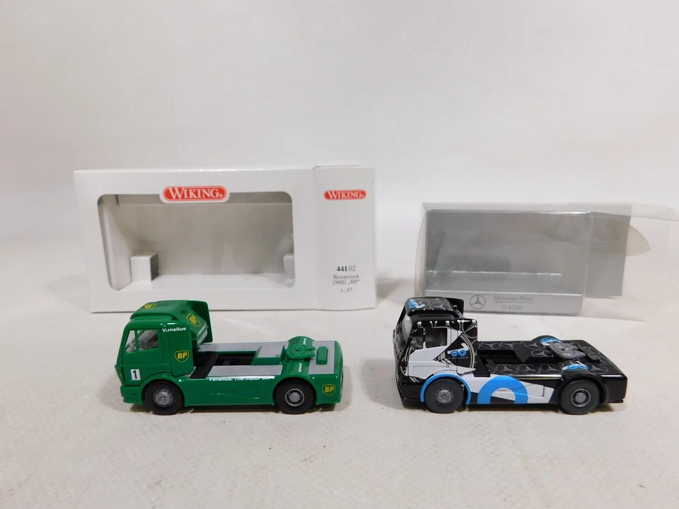 2x wiking H0 1:87 Camion da Corsa MB 441 02 Bp 100 J Veicoli Commerciali Mint + - Immagine 2 di 4