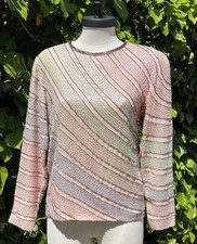 80 s Vintage Pastel Sherbet Sequin Long Sleeve Top NWT/ SM-M