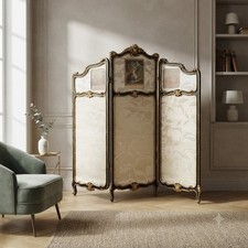 Antique Baroque Screen Gilded Wood Lacquered Italy XIX Century Original
