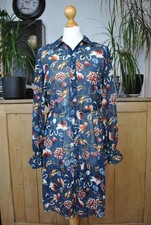 Zara Navy Floral Tunic Shirt Dress Size M Chiffon Lightweight Elegant
