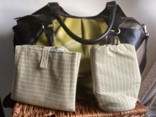 Mamas and Papas Changing Bag Leather Large Green Brown Changing Mat Bottle Bag