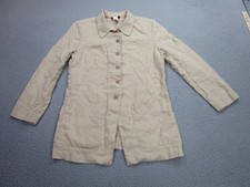 Chaqueta Kenzo Paris Mujer Mediana Beige 100% Lino Hecha en Francia Botón Frontal