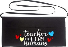 Teacher Black Half Waist Apron 3 Pockets Teaching Humans Quote Gift Board