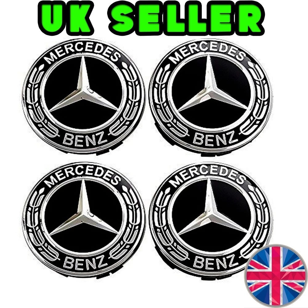 4x Tappi Centrali Cerchi in Lega Blu Mercedes Benz 75mm Distintivi Emblema Mozzo foto 2