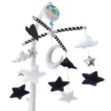 Starry Night Mobile - Cloud and Star Mobile with 12 Piano Lullabies - Black a...