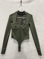 Cardi B x Reebok Green Striped High Neck Bodysuit XL NWT Size Medium