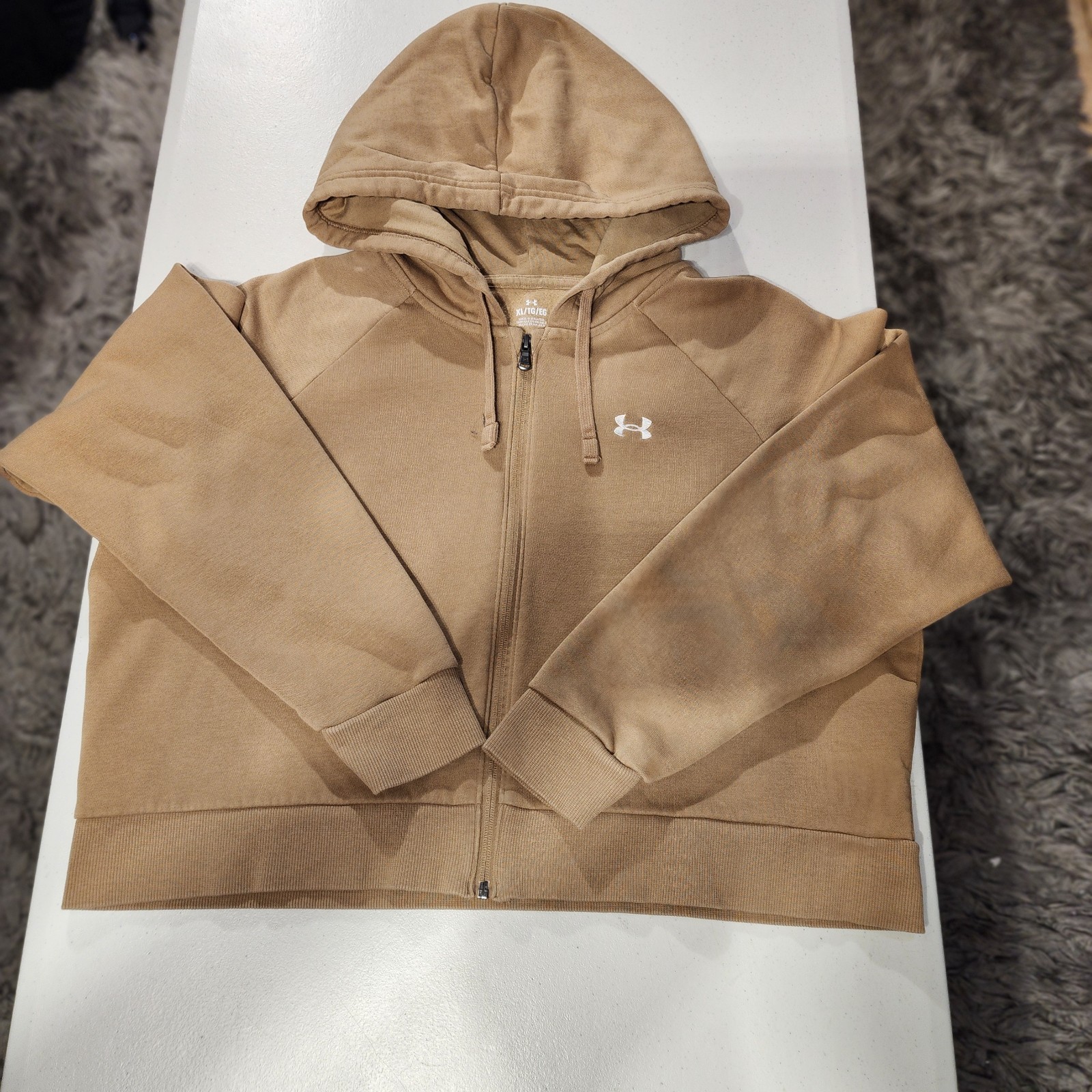 Under Armour women's Brown Full Zip Hoodie XL Fleece Hooded Logo Long Sleeve