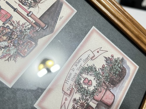 Vintage Cottagecore rustikales Kunstwerk im Holzrahmen, Deko im Landhausstil - Bild 9 von 12