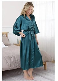 Plus Size S-XXXL Rayon Bathrobe Womens Kimono Satin Long Robe Sexy Lingerie Clas