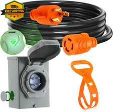 30 Amp Generator Cord Power Inlet Box L5-30P to L14-30R 10 FT Adapter Kit