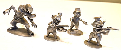 Vintage Walt Disney Big Bad Wolf  & 3 Little Pigs Figures Hudson Fine Pewter
