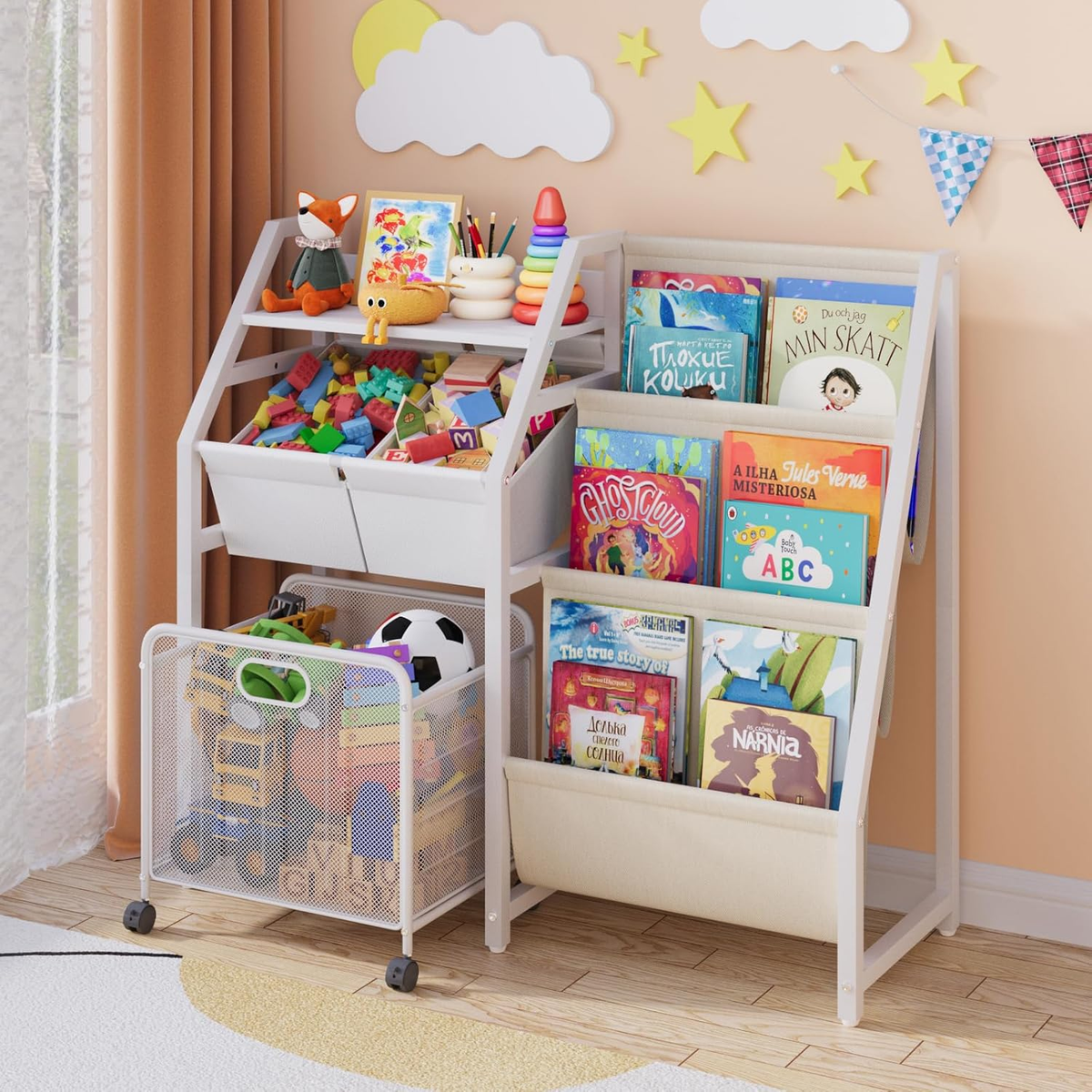 Kids Bookshelf and Toy Storage Organizer Tier Book Shelf with