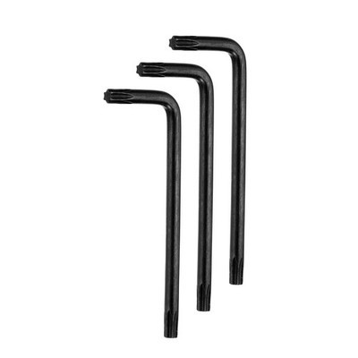 3 Pcs T20 Anti Tamper Proof Torx Hex Key Wrench 2.56'' Long Arm, Black