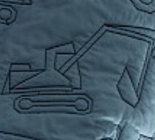 Pottery Barn NWT HTF Braden Construction Blue Stitched Quilt And Sham Twin - Picture 4 of 4