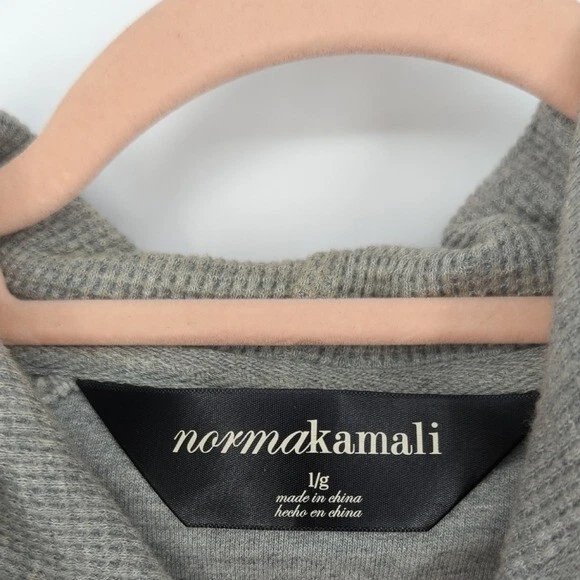 01121 Norma Kamali Sudadera con Capucha Cremallera Completa Gris Talla Grande Atlética Deportiva Foto 4 de 4