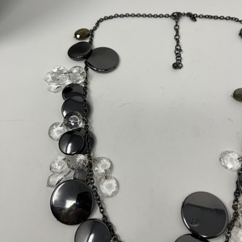 Joan Rivers Crystal Classics Collection Dangle Gunmetal Black Clear Disk Disc - Picture 5 of 7