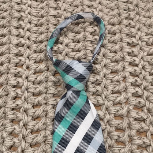 Checkered Zipper Wide Tie Boys One Size Formal Wedding Holiday Adjustable Neck - Picture 2 of 10
