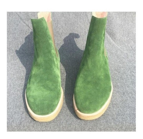 Handgefertigte grüne elegante Chelsea-Stiefeletten für Herren, echtes Wildleder Bürostiefel - Bild 2 von 3