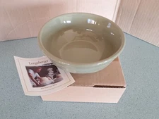 Longaberger Pottery Cereal Bowl Sage green Woven Traditions New in box