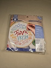 NEW COMPLETE EMBROIDERY KIT Farm Fresh Rustic ArtSkills Crafter s Closet 6" Hoop