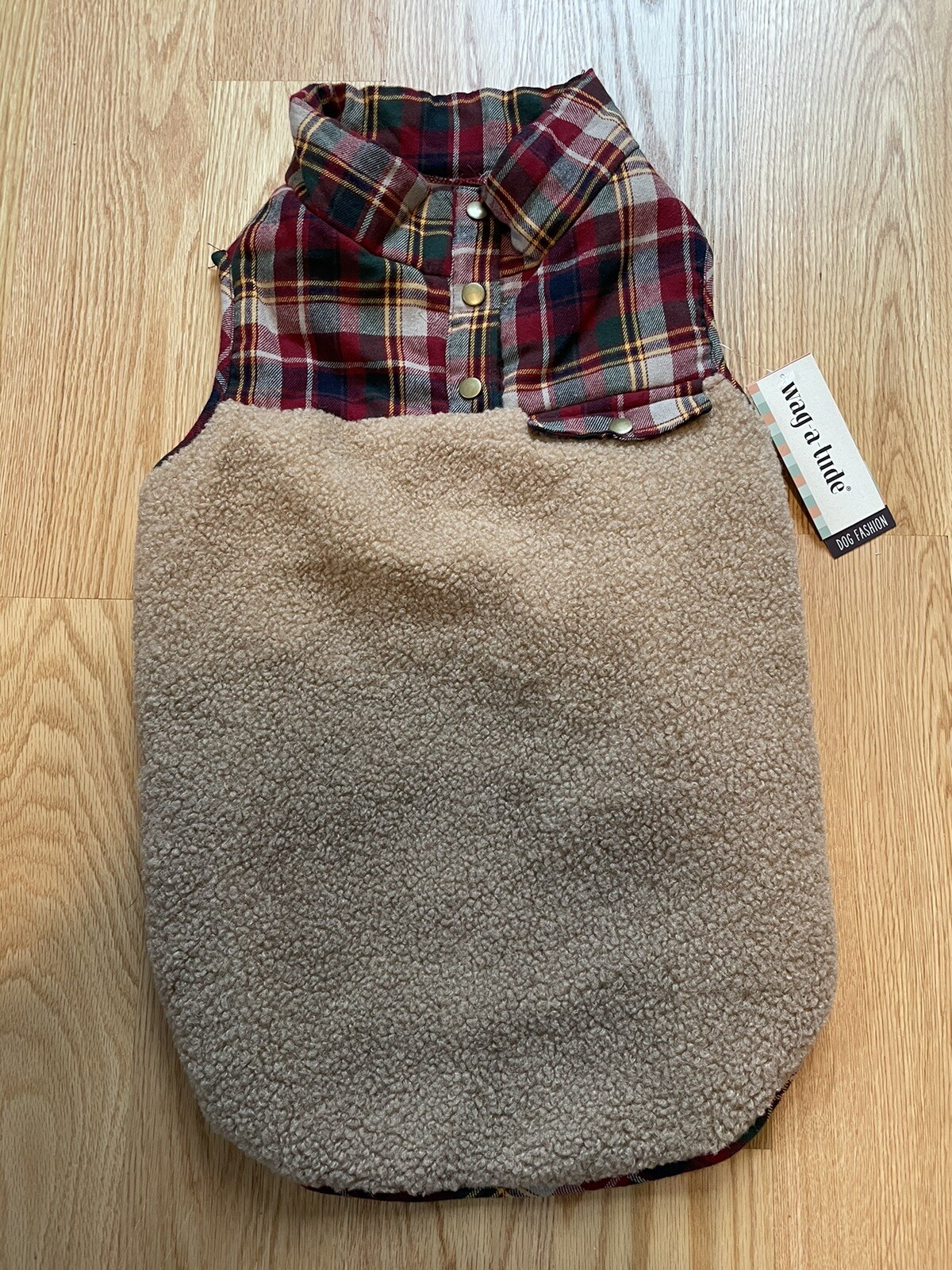 WagaTude Plaid Quilted Sherpa Jacket for Dogs Size XL (2427”). NEW