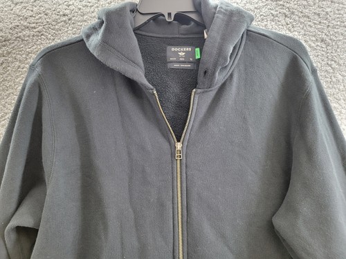 Dockers Regular Fit Sport Full Zip Hoodie Men's Black Side Pockets XXL - Picture 3 of 18