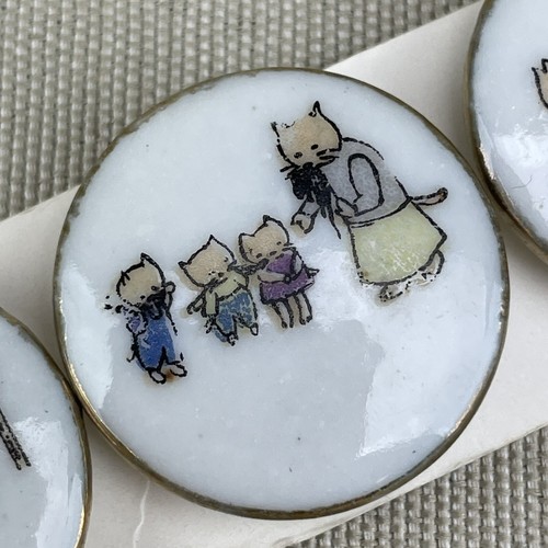 Lois Calkins "Three Little Kittens" Vintage Set of 4 Ceramic Buttons - Picture 4 of 9