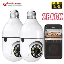 2PCS Home Wireless Security 360° 2K IP E27 Light Bulb Camera Wi-Fi IR Night 5G