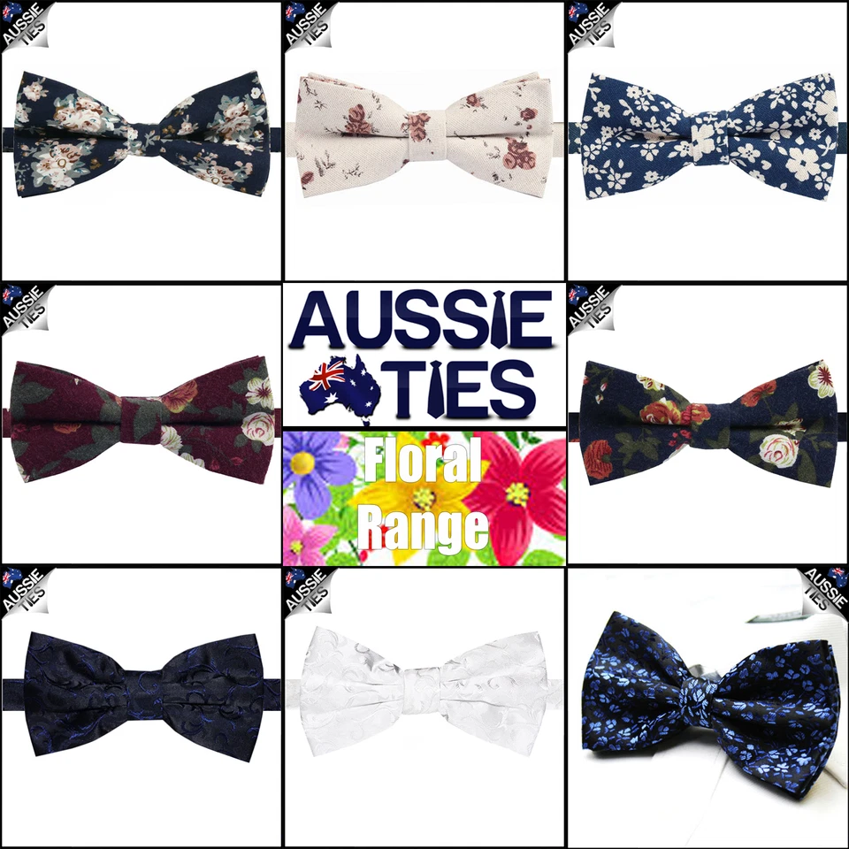 MENS FLORAL BOW TIE flowers flower bow Cotton High Quality flowery bowtie - image 2 of 2