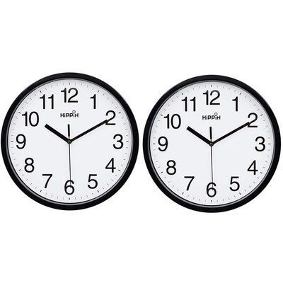 2 Pack Silent Wall Clock，10 Inch Quartz Decorative Wall Clock Non-Ticking Cla...