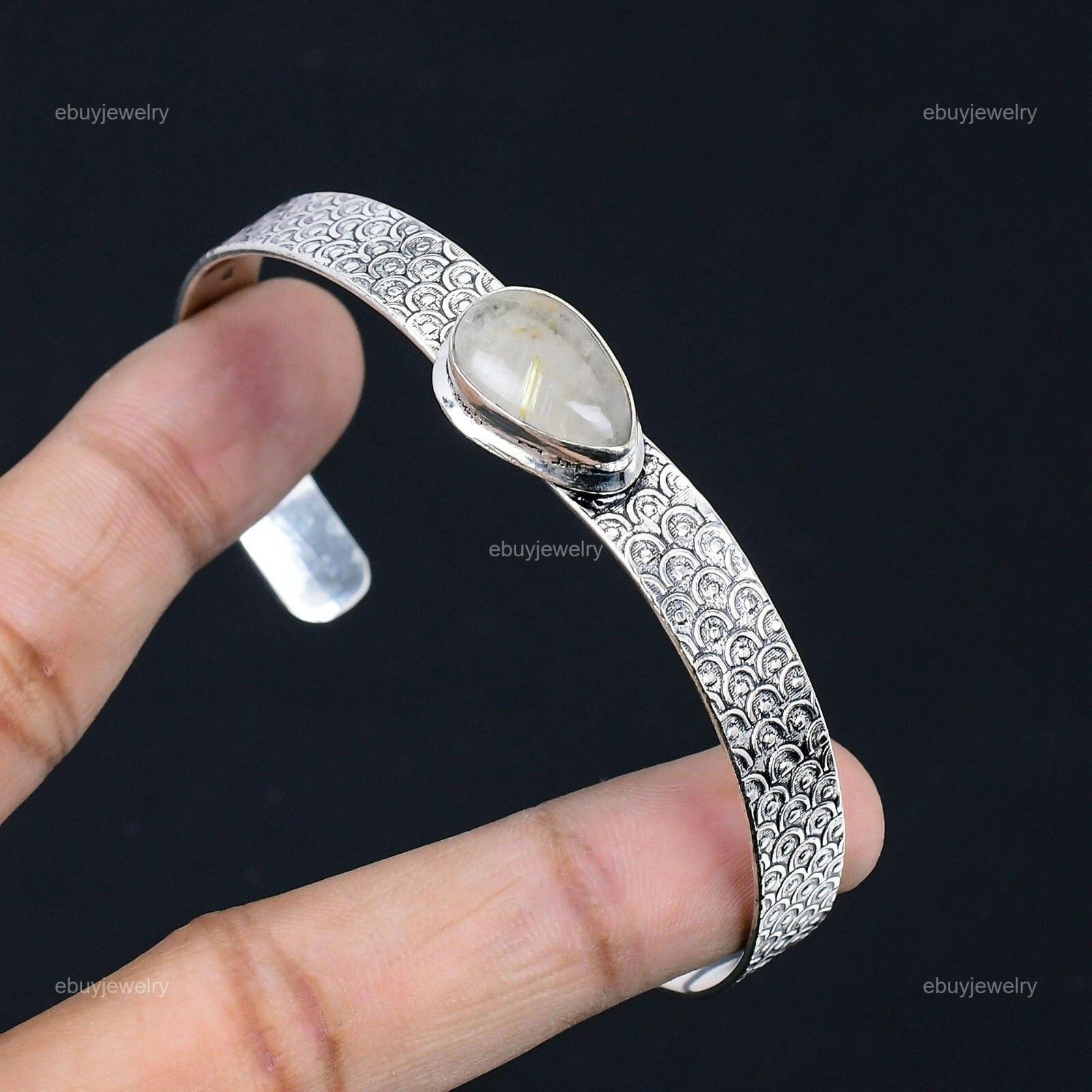 VALENTINO Regalo di nozze per il suo bracciale pietra preziosa rutilo oro naturale argento 925 regolabile