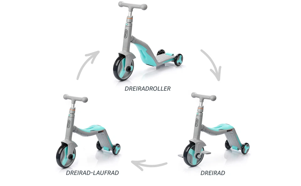 Laufrad für Kinder Roller 3in1 Dreirad Kinderfahrrad Kickscooter LED mit Musik - Bild 2 von 4