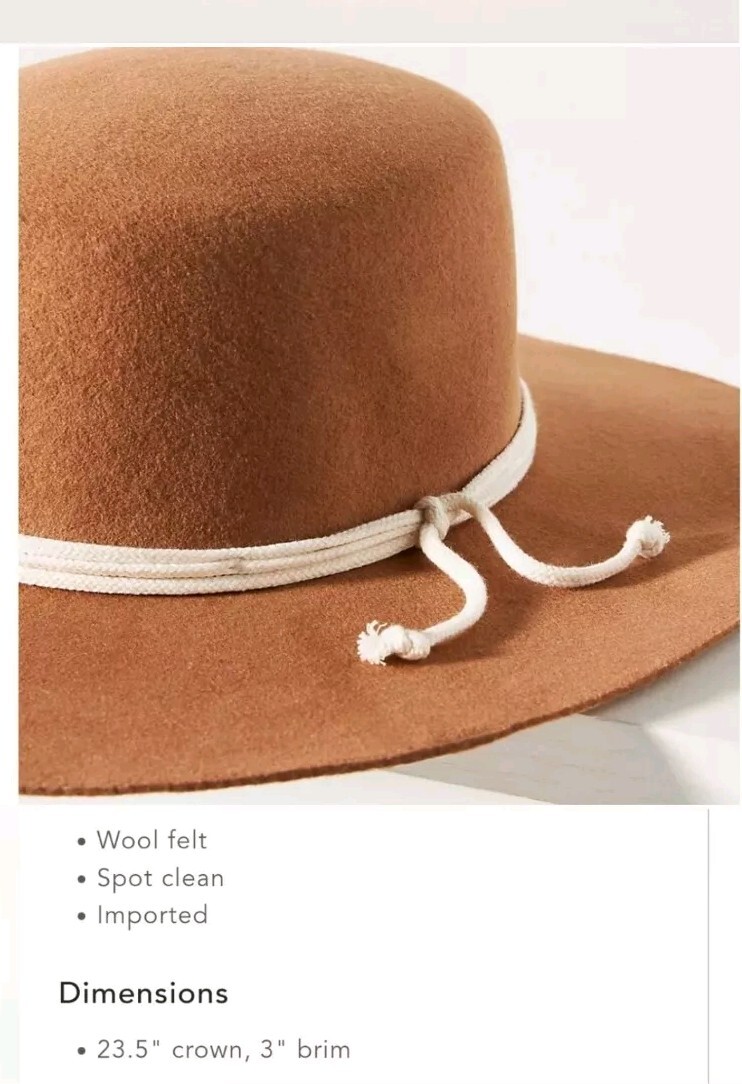 NWT ANTHROPOLOGIE SAN DIEGO HAT CO ROPE BAND WOOL FELT  display picture 3