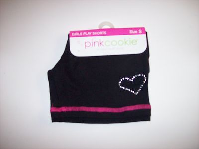 Pink Cookie Play Shorts Girls One Pair S M L Black White Heart NIP