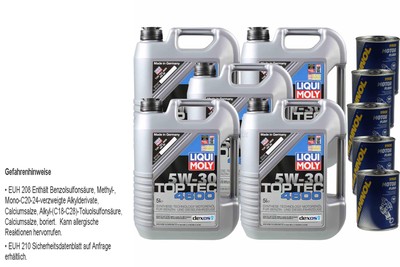 25L Motoröl Liqui Moly Top Tec 4600 5W-30 5x MANNOL Motor Flush ADDITIV