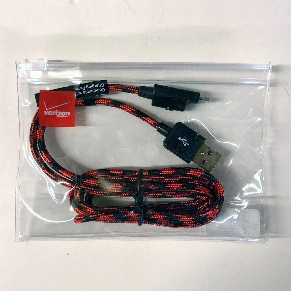 OEM Verizon Fast Charge Braided micro-USB Data Cable w/LED for Samsung LG Note - Image 3 of 4