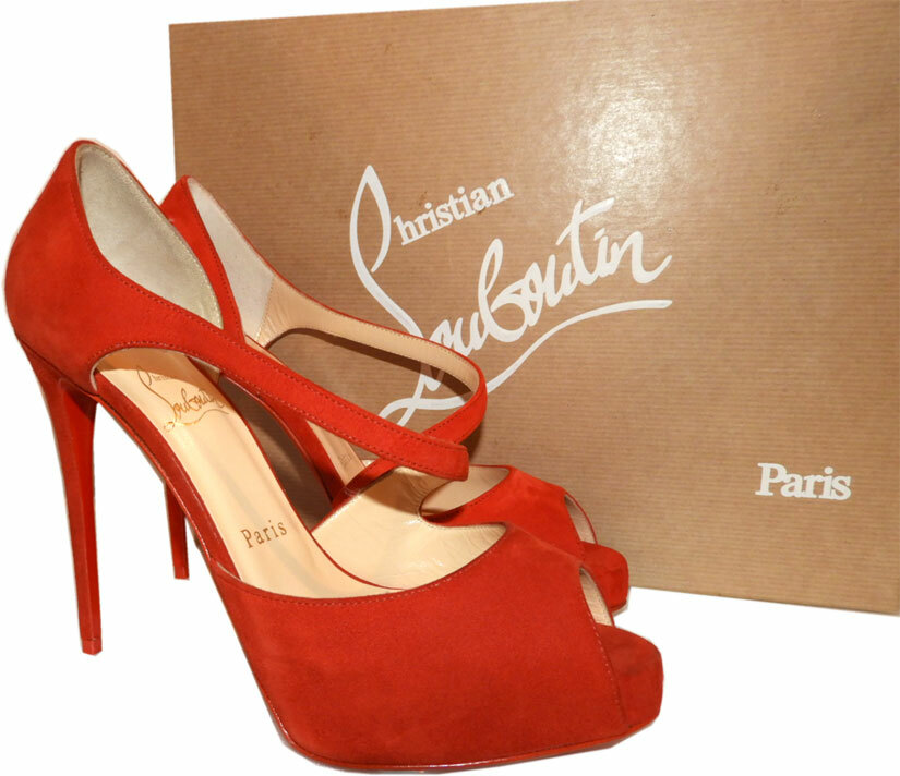 ⭐︎ Christian Louboutin 36 赤　ハイヒール　美品⭐︎ Christian Louboutin Pumps Catchy Two Peep Toe Sandals Red Suede