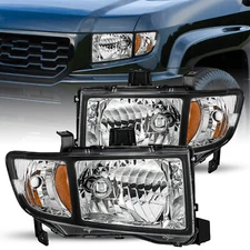 For 2006-2014 Honda Ridgeline Black Amber Headlights Assembly Pair 06-14