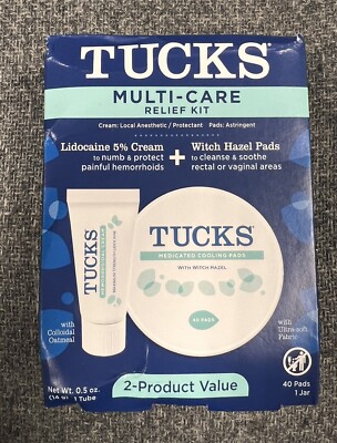 Tucks Multi-Care Relief Kit Lidocain 5% Cream and Witch Hazel Pads