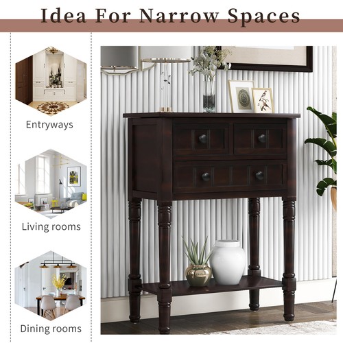 23" Classic Console Table with Drawers for Entryway, Sofa Table W/Bottom Shelf - Picture 14 of 28