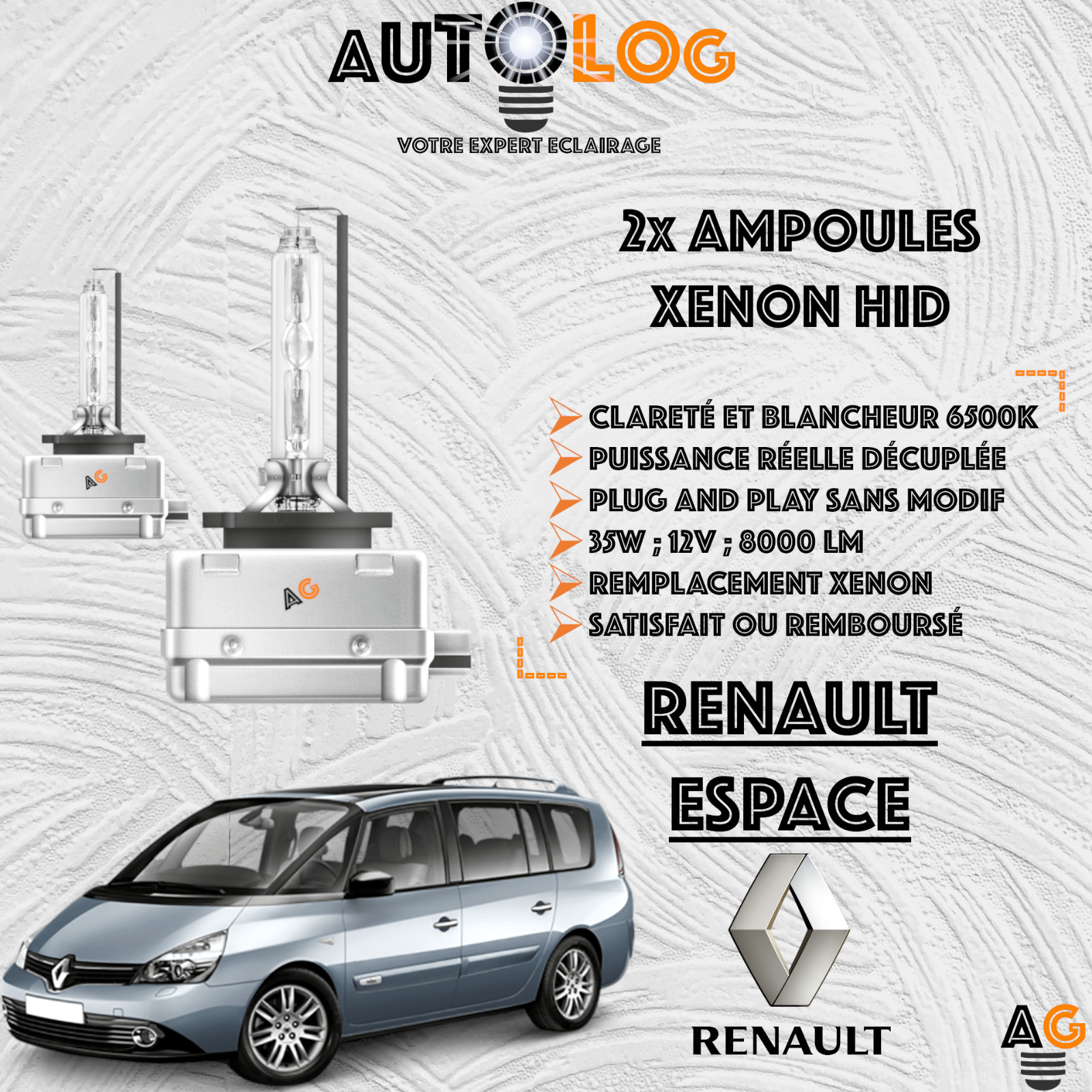 Ampoules Xenon HID Renault Espace d3s phares avant kit de rechange 35w 6000k