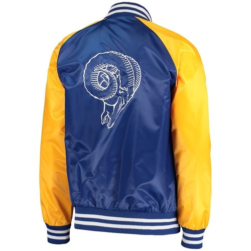 Letterman Los Angles Rams blu e giallo bomber raso giacca varsity vintage - Foto 4 di 6