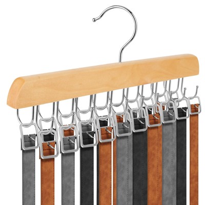 Wall Mounted Belt Organizer Hanger Tie Rack with 20 Storage Hooks for Tank Tops
