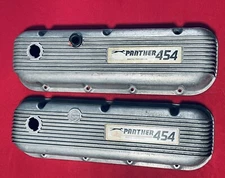 VINTAGE CAL CUSTOM PANTHER MARINE BBC CHEVY FINNED VALVE COVERS