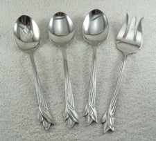 Leander Serving Spoon & Cold Meat Fork Lot Solid & Pierced Oneida Stainless