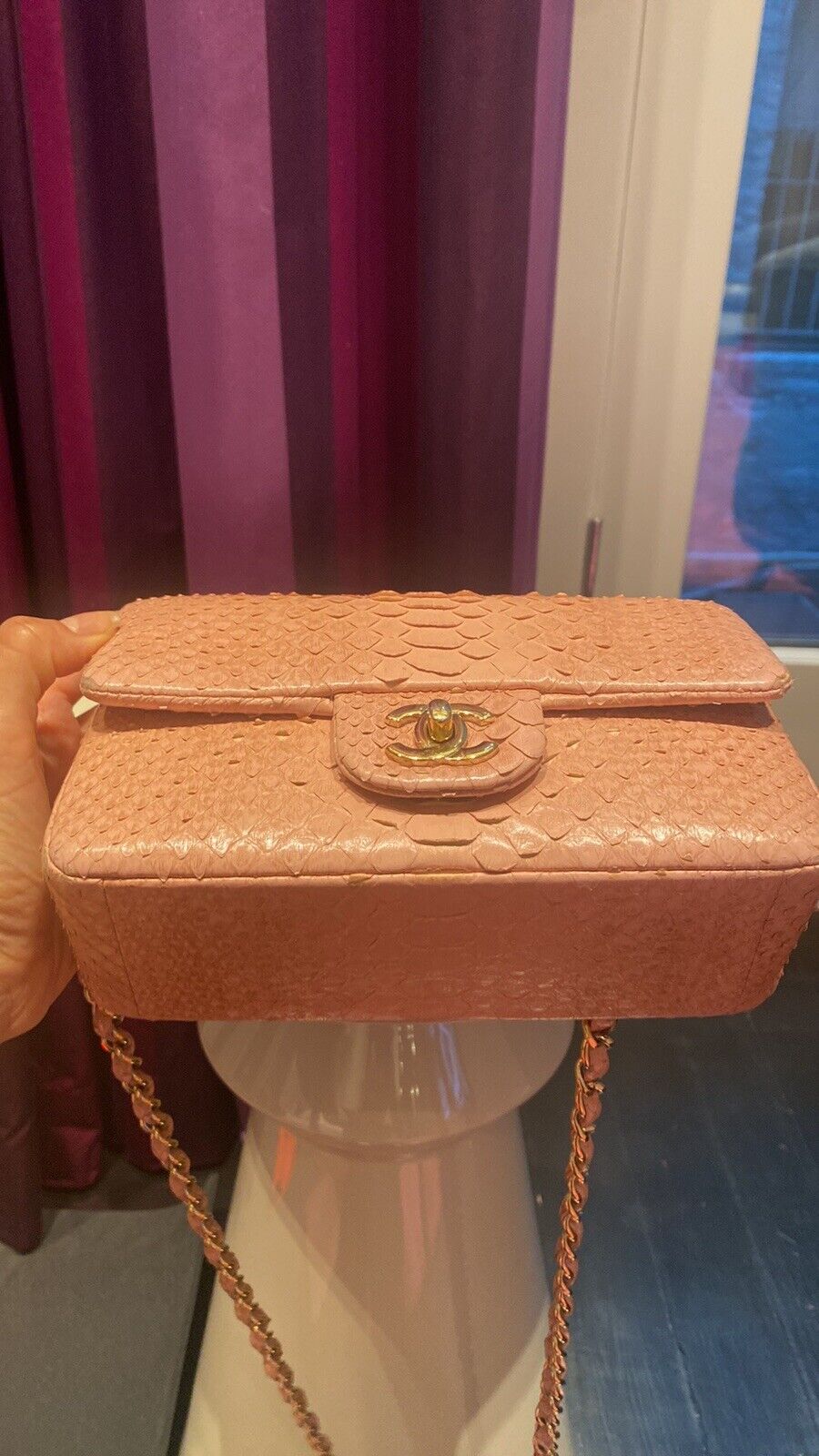 chanel python minie pink bag - image 3
