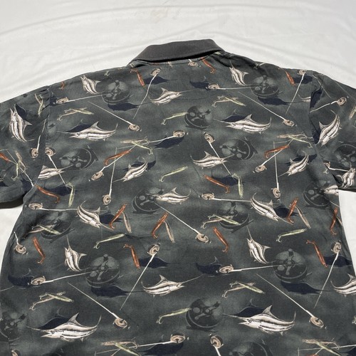 Vintage Nautical Polo T-Shirt Mens Small Swordfish Fishing Rod Angler Art Design - Picture 4 of 8